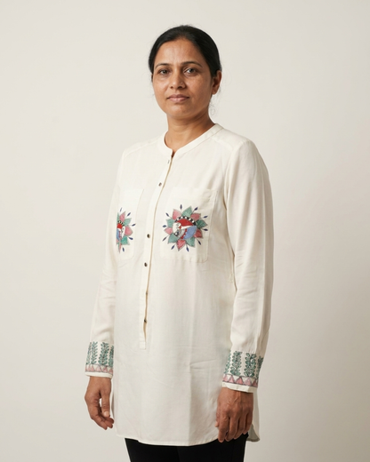 Handcrafted Women's Madhubani Painting Long Shirt