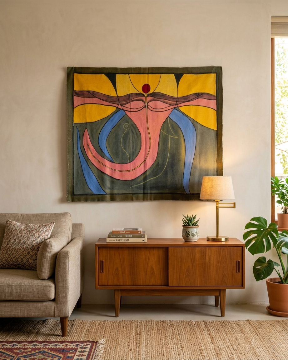 Ganesha Abstract Madhubani Painting – Handmade Traditional Wall Art