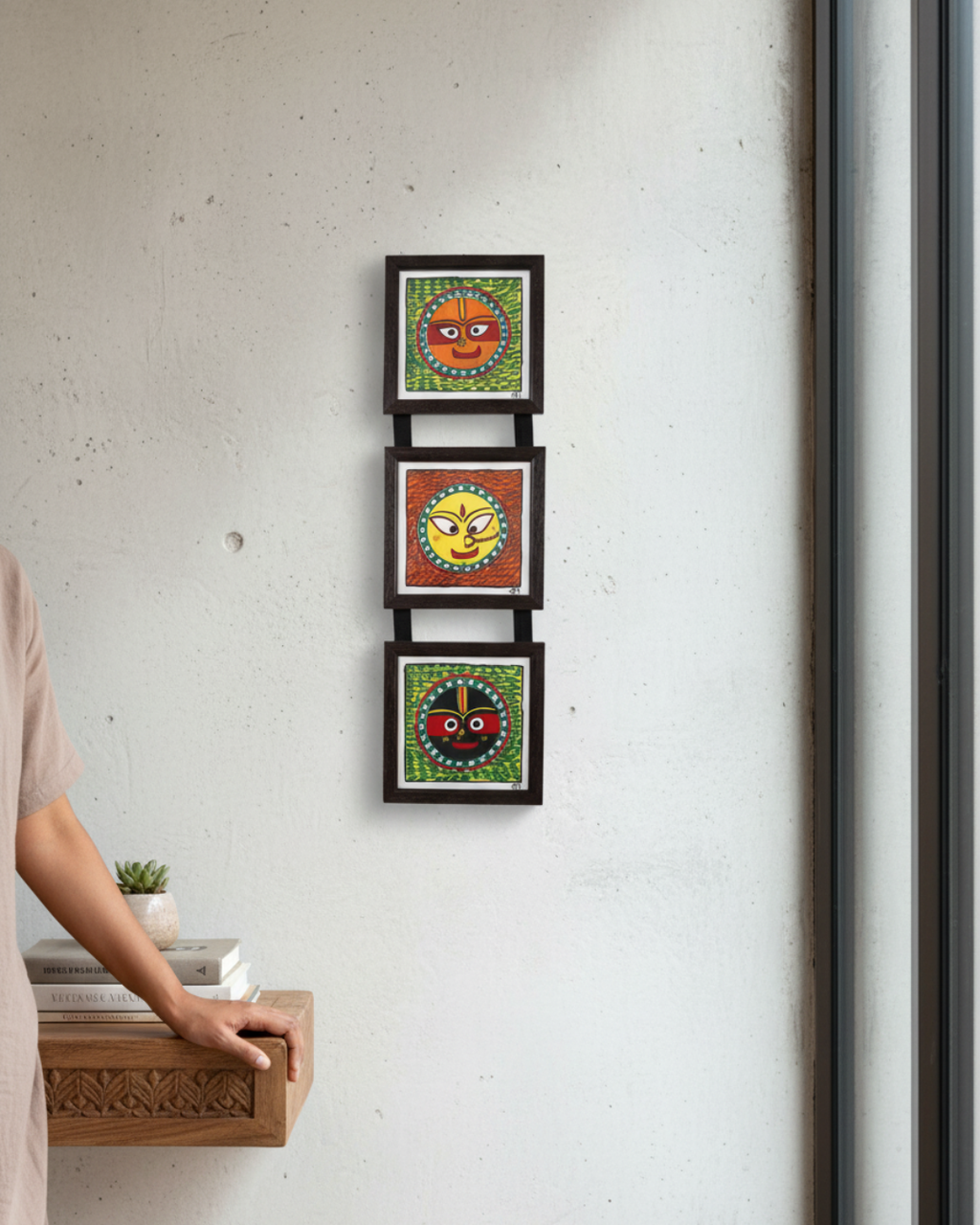 Jagannath Madhubani Triple Frame Wall Hanging – Handmade Wall Decor