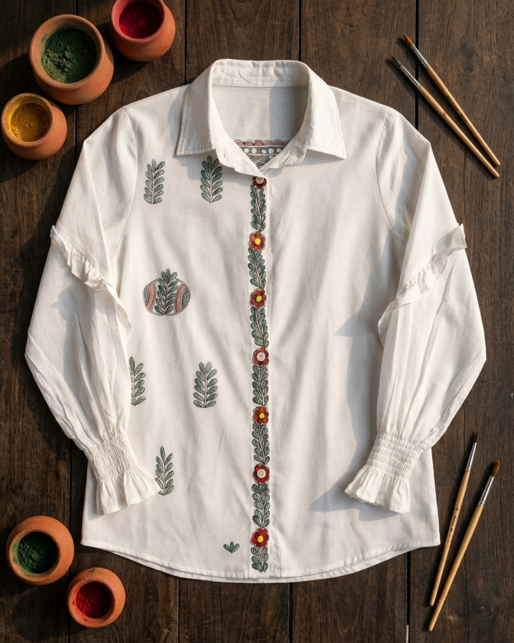 Front & Back Madhubani Shirt for Women –  (Size L) | Ethnic Designer Wear