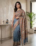 Handmade Madhubani Painting Saree with Blouse | Hand-Painted Ethnic Saree for Women