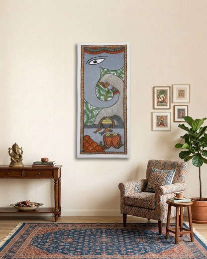 Elephant Tree of Life Madhubani Wall Art Painting