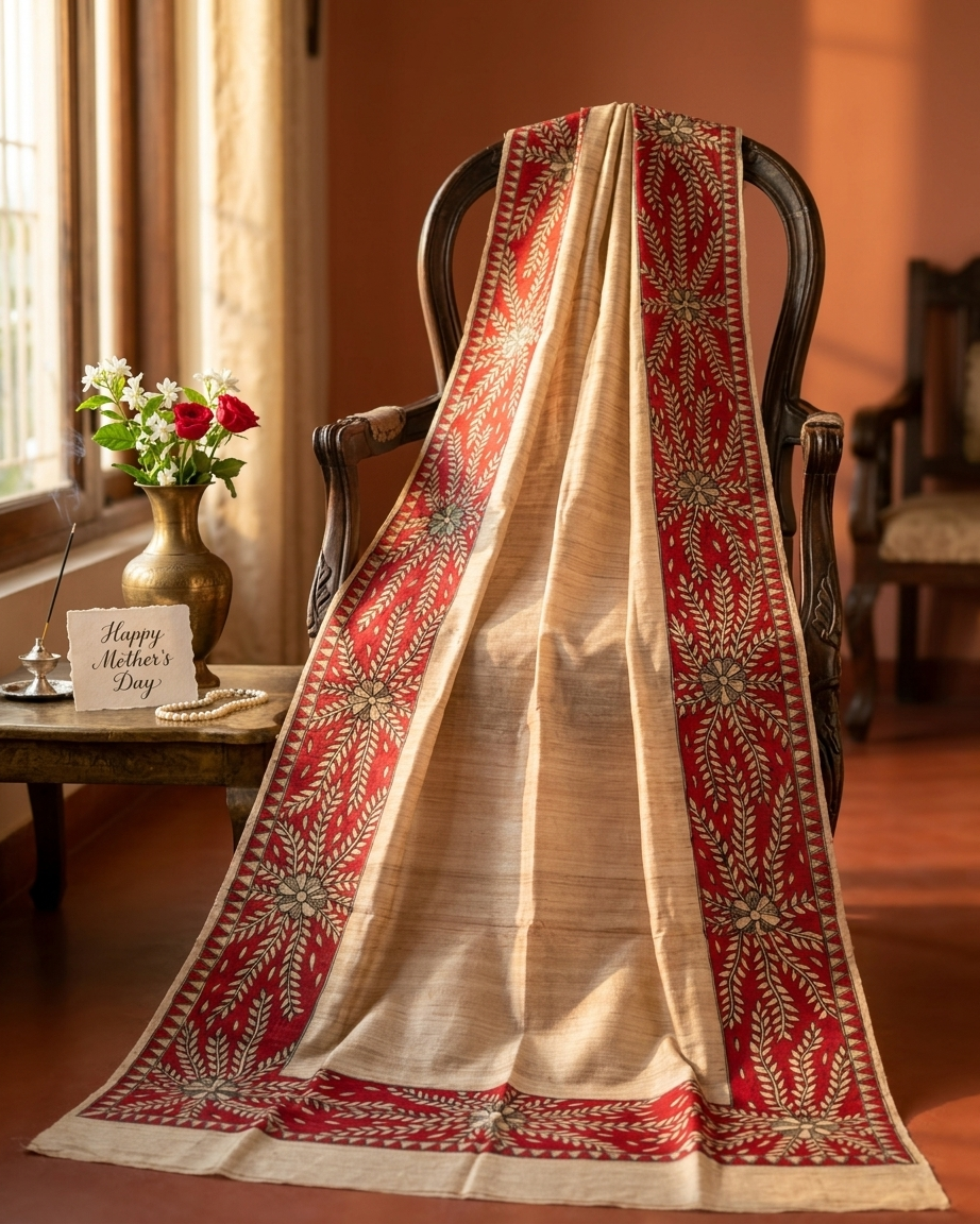Handmade Madhubani Painting Dupatta – Ethnic Wear Designer Dupatta for Women