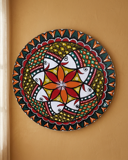 Handmade Fish Collage Madhubani Painting Wall Art Decor