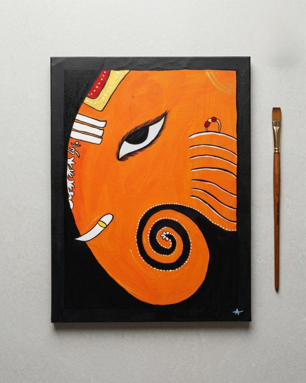 Ganesha Madhubani Painting on Handmade Paper (15x19 Inch) – Traditional Wall Art Decor