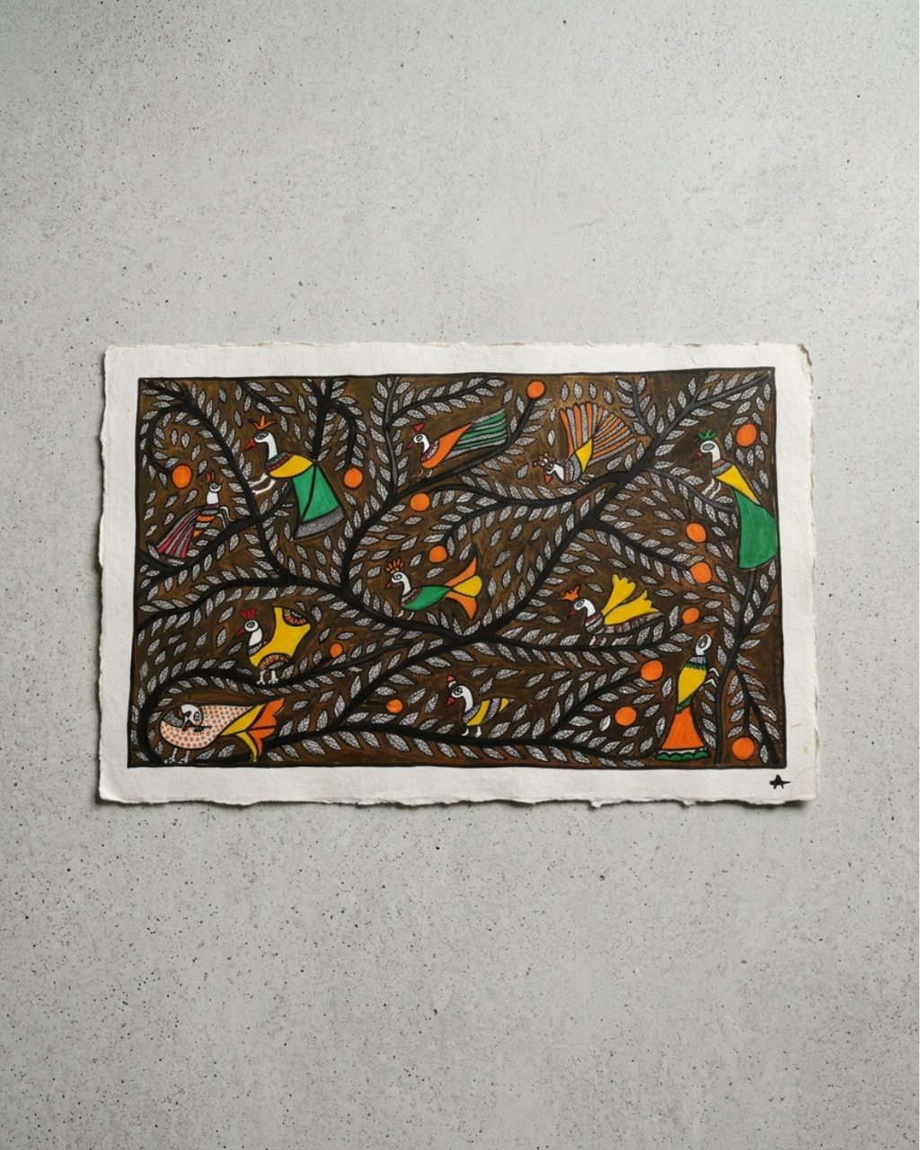 Tree of Life Madhubani Painting on Handmade Paper (15–22 Inch) – Traditional Mithila Folk Art Wall Decor