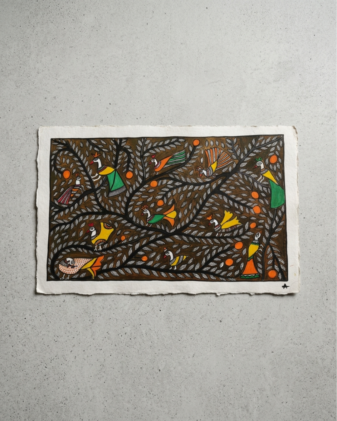 Tree of Life Madhubani Painting on Handmade Paper (15–22 Inch) – Traditional Mithila Folk Art Wall Decor