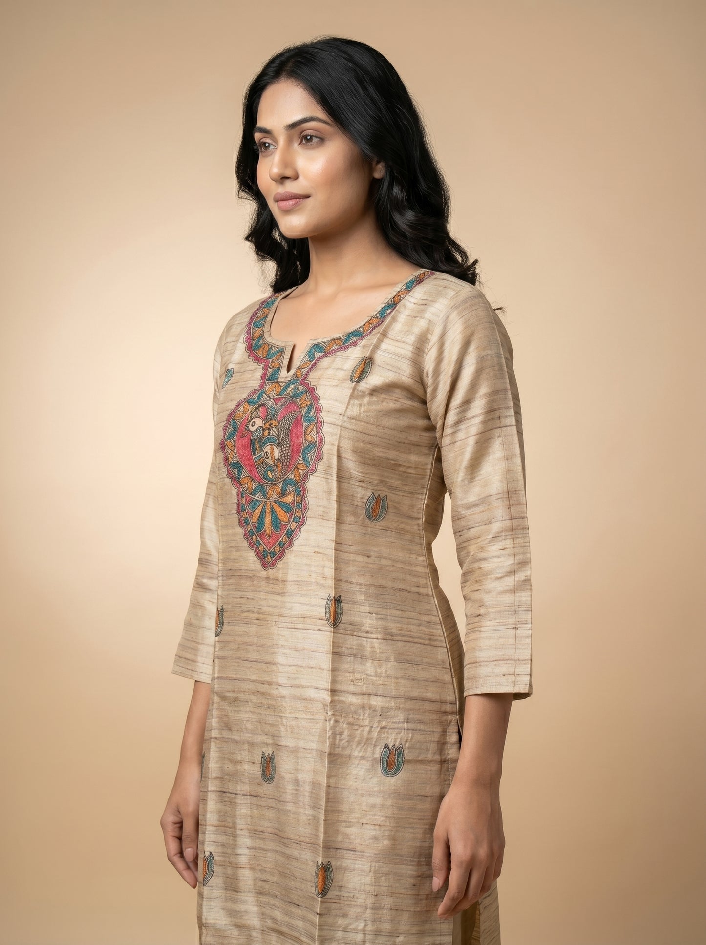 Hand-Painted Madhubani Readymade Kurti for Women