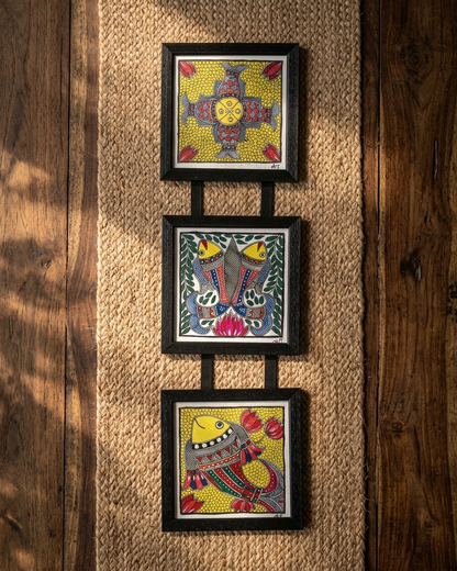 Handmade Fish Madhubani Painting Traditional Wall Art
