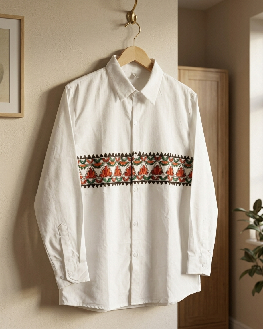 Women  Madhubani Painting Shirt (Front & Back) Size XL – Ethnic Wear