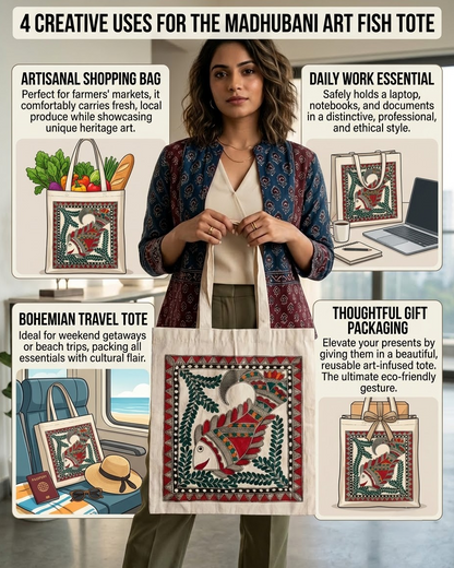 Handmade Madhubani Painting Tote Bag for Everyday Use