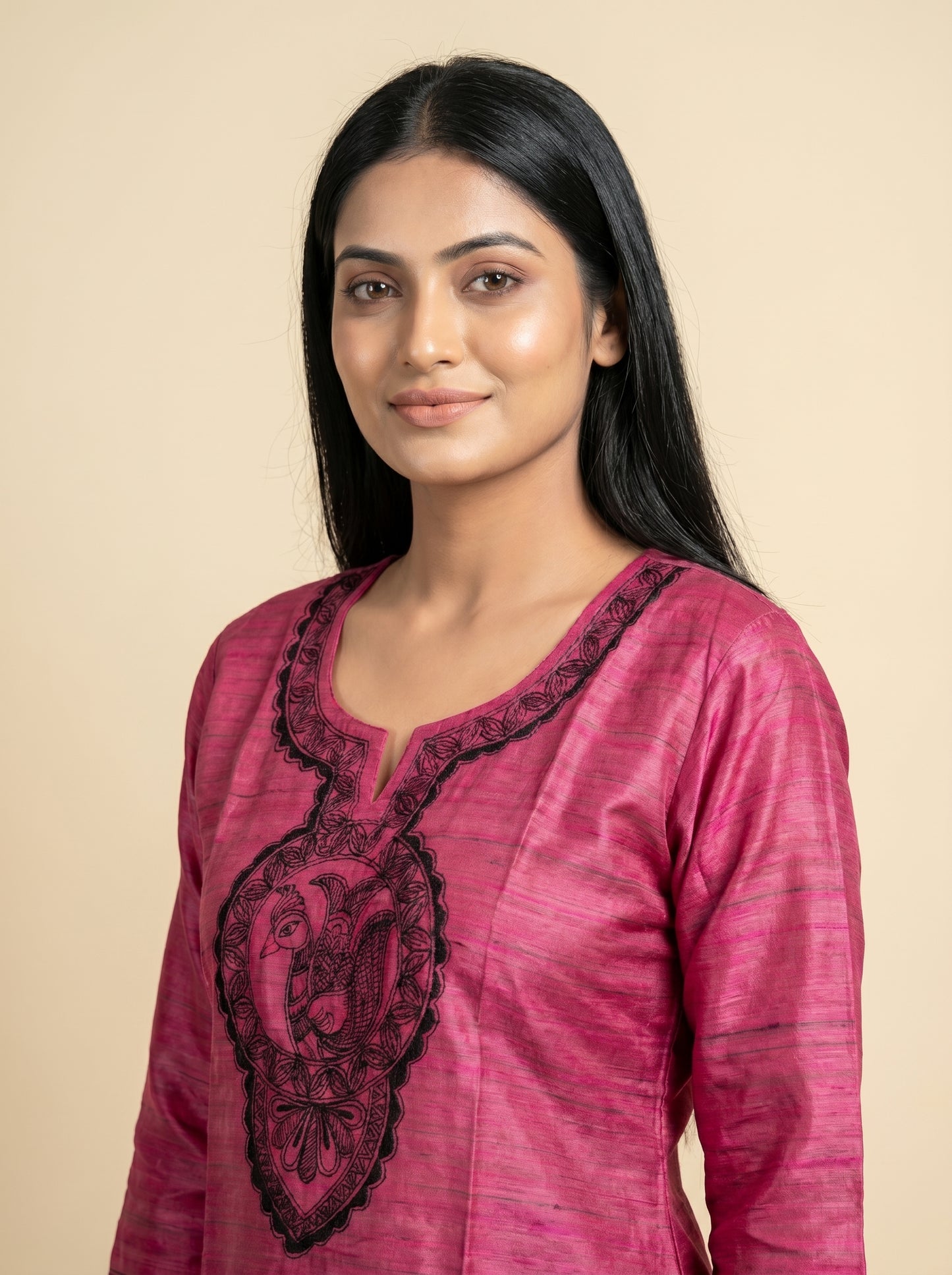 Hand-Painted Madhubani Readymade Kurti for Women