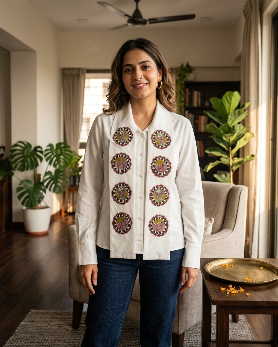 Handmade Madhubani Painting Women Shirt – Elegant Ethnic Wear
