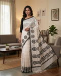 Handmade Madhubani Painting  Saree with Blouse Piece – Traditional Mithila Art Saree for Women