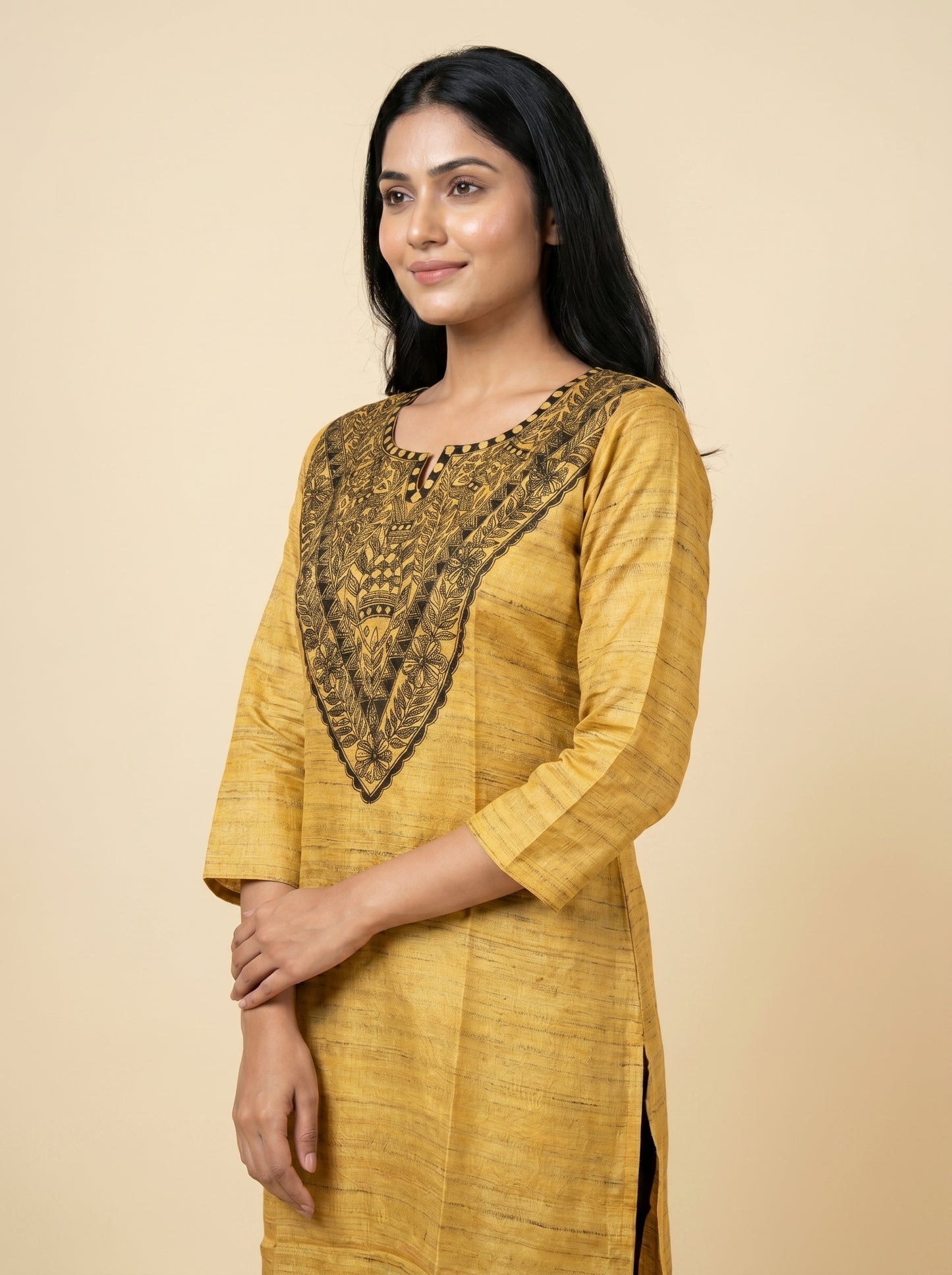 Hand-Painted Madhubani Readymade Kurti for Women
