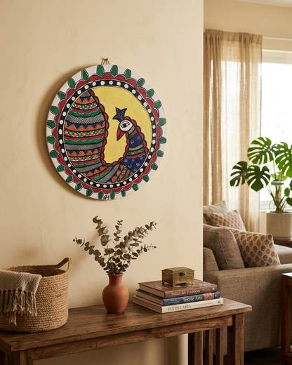 Peacock Madhubani Painting | Handmade Folk Wall Art