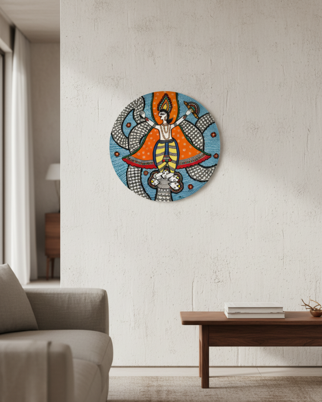 kaliya naag Madhubani Wall Art | 14 Inch MDF Board