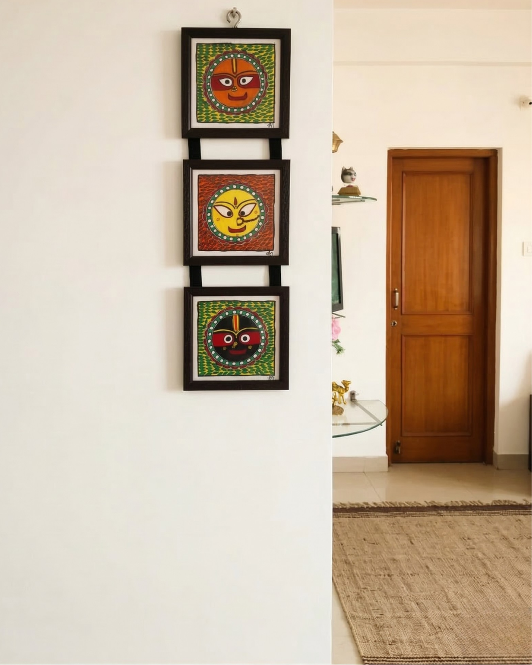 Jagannath Madhubani Triple Frame Wall Hanging – Handmade Wall Decor