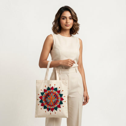 Hand-Painted Madhubani Tote Bag | Ethnic Carry Bag