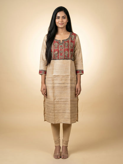 Hand-Painted Madhubani Readymade Kurti for Women