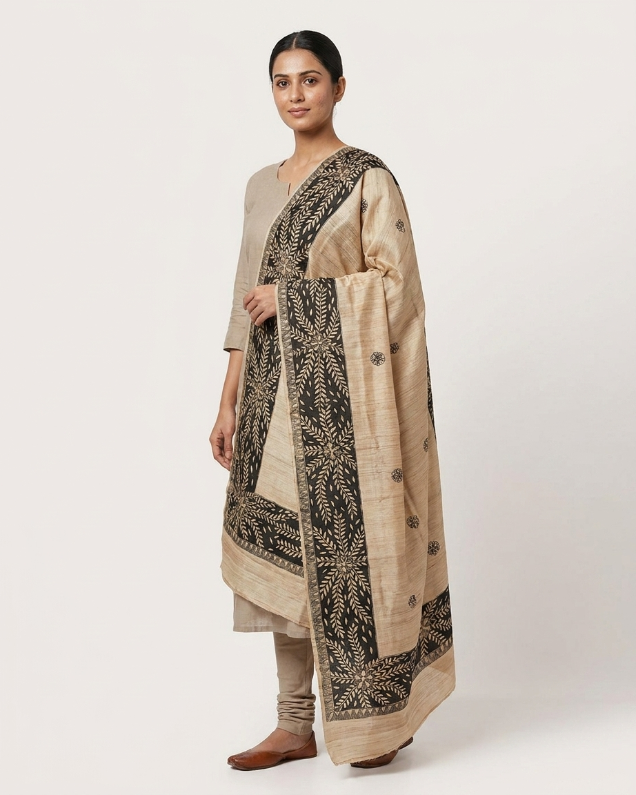 Handmade Madhubani Painting Dupatta | Ethnic Designer Dupatta for Women | Handcrafted Indian Art