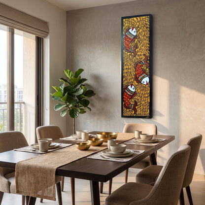 Fish Handpainted Madhubani Wall Art for Home Decor