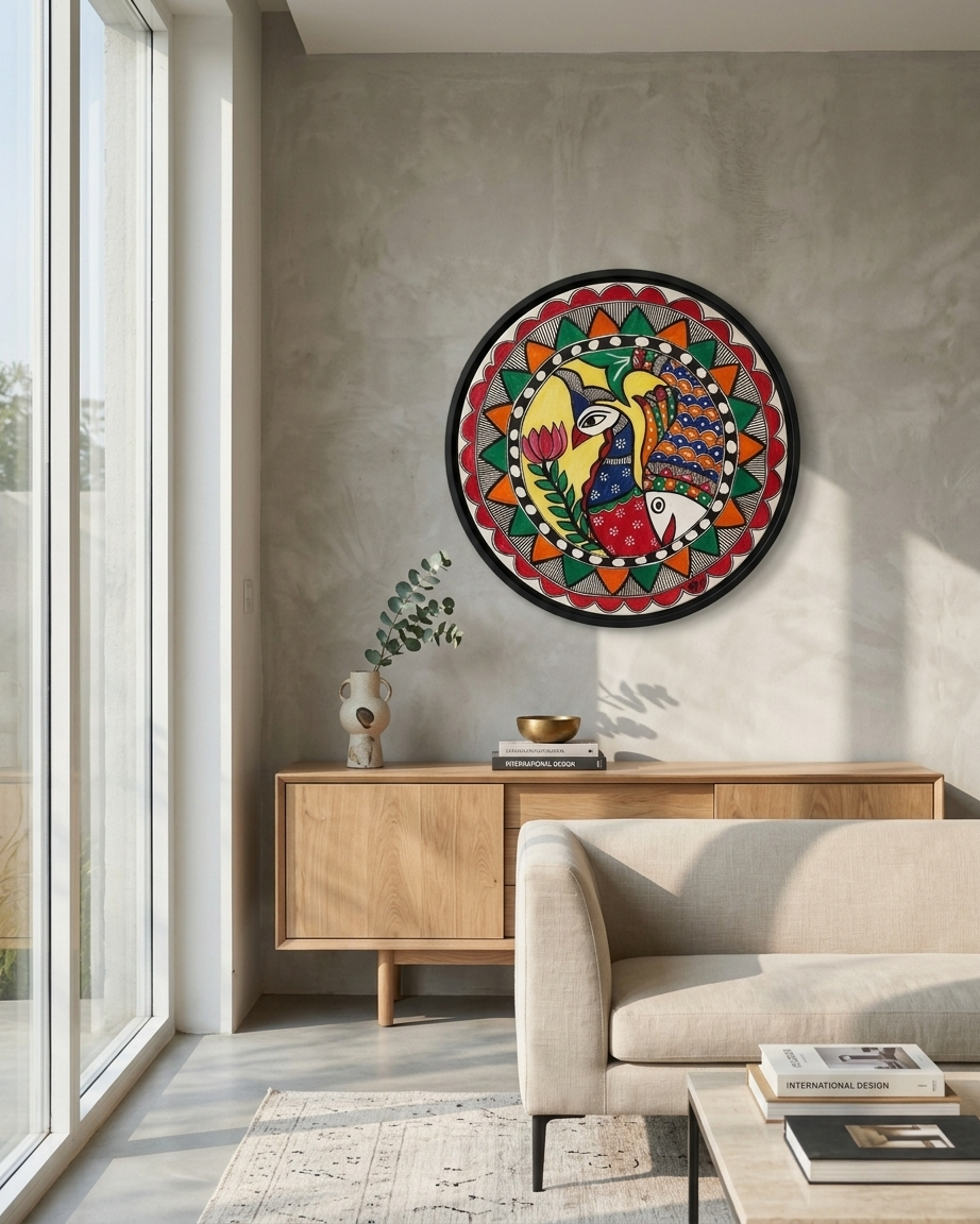 Peacock Madhubani Painting Wall Art – Handcrafted Home Decor