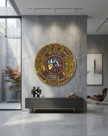 Kurma Fish Floral Madhubani Wall Art Painting