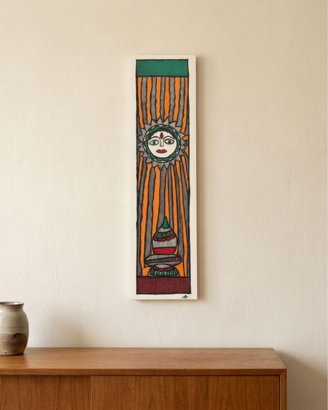 God Surya Madhubani Painting – Handmade Paper Wall Art