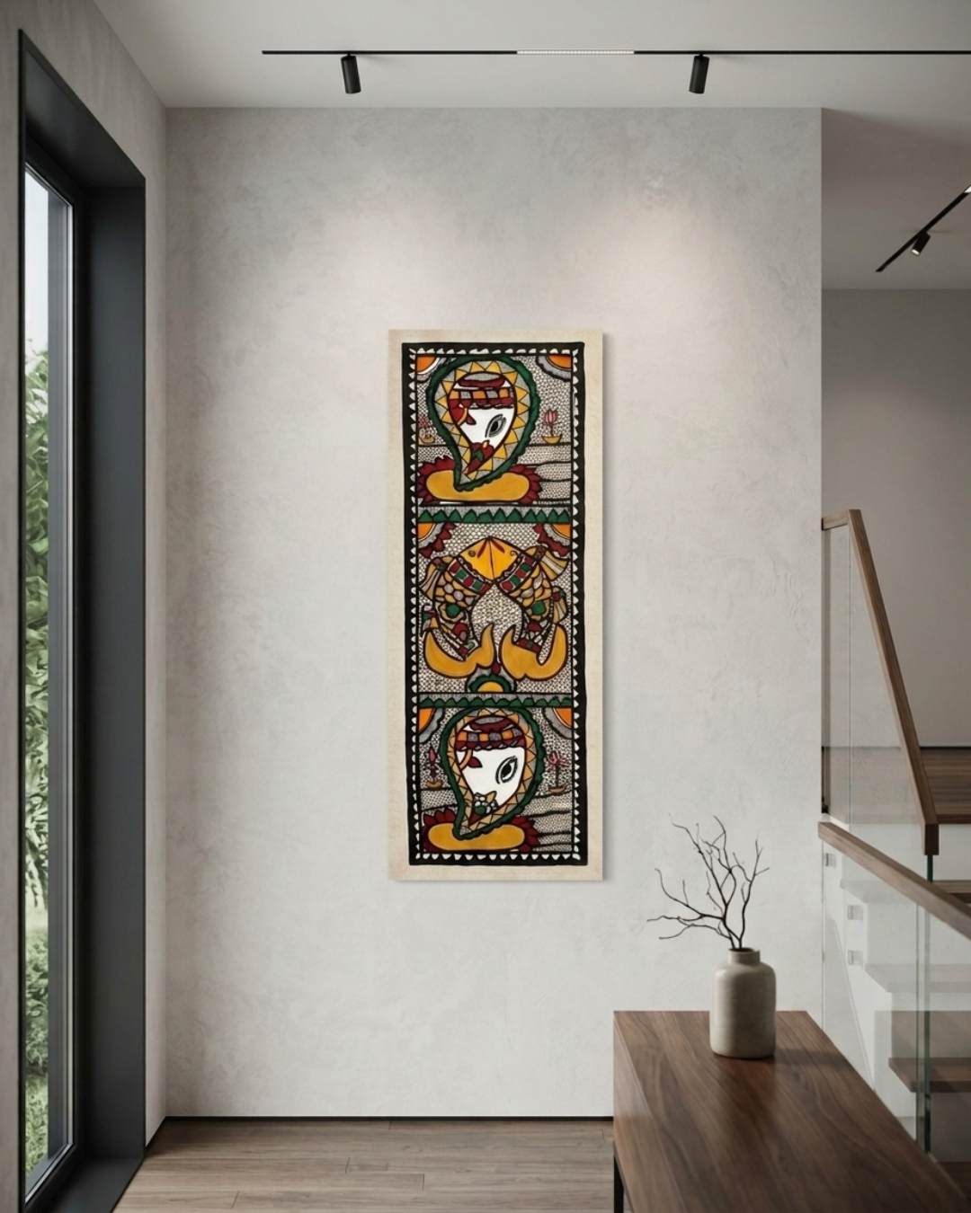 Fish & Ganesha Madhubani Painting – Handmade Paper Wall Art