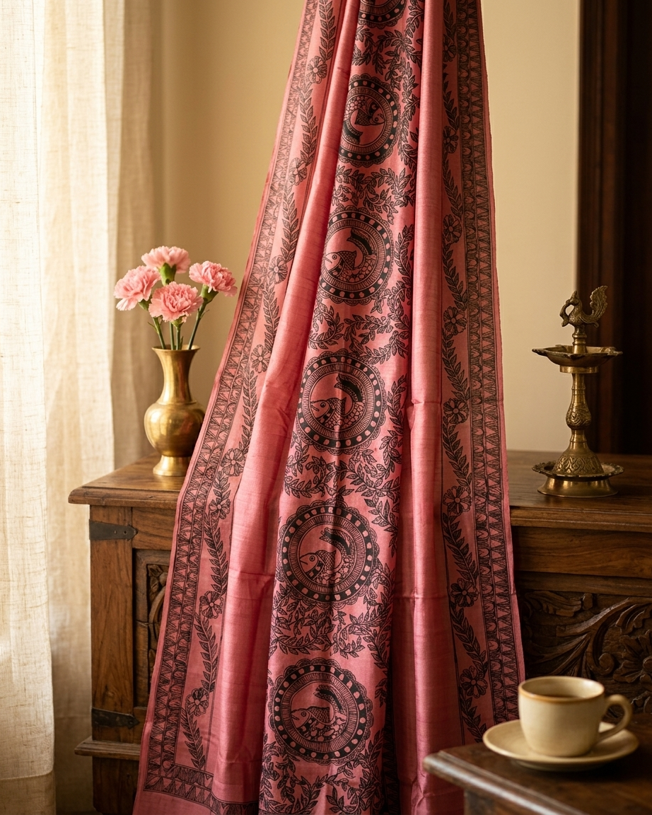 Handmade Madhubani Painting Dupatta | Hand-Painted Ethnic Dupatta