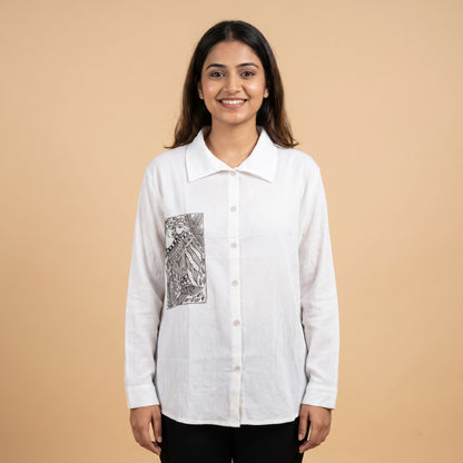 Hand-Painted Madhubani Women's Shirt Traditional Design