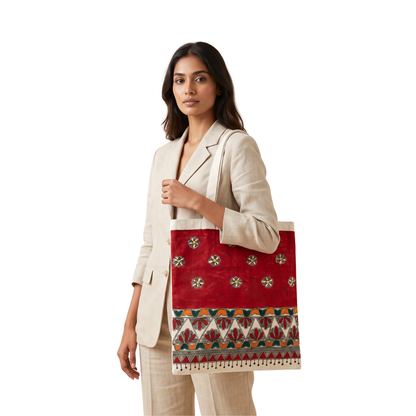 Handmade Madhubani Painting Tote Bag for Women