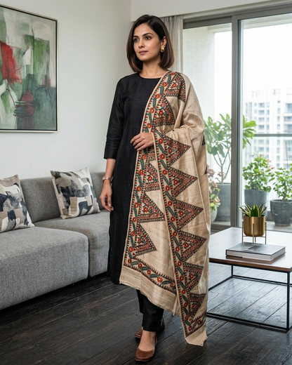 Handmade Madhubani Painting Dupatta for Women Art