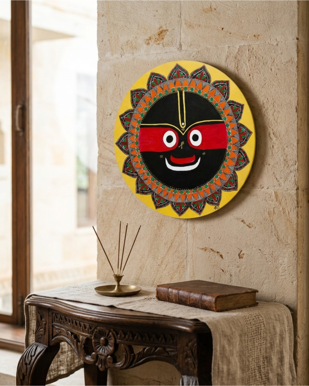 Jagannath Ji Madhubani Painting – 16 Inch MDF Wall Art