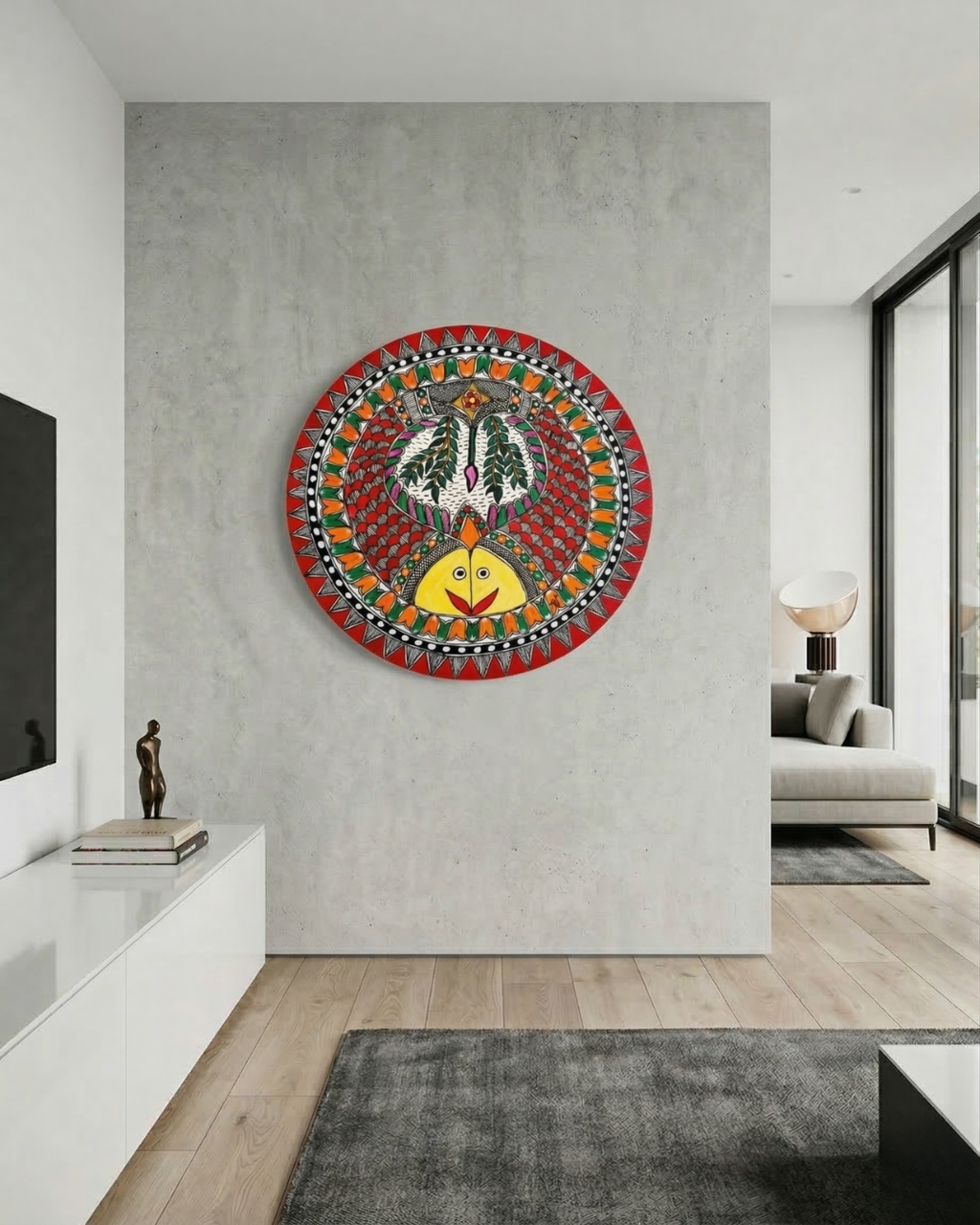 Twin Fish Madhubani Wall Art | 12 Inch MDF Board