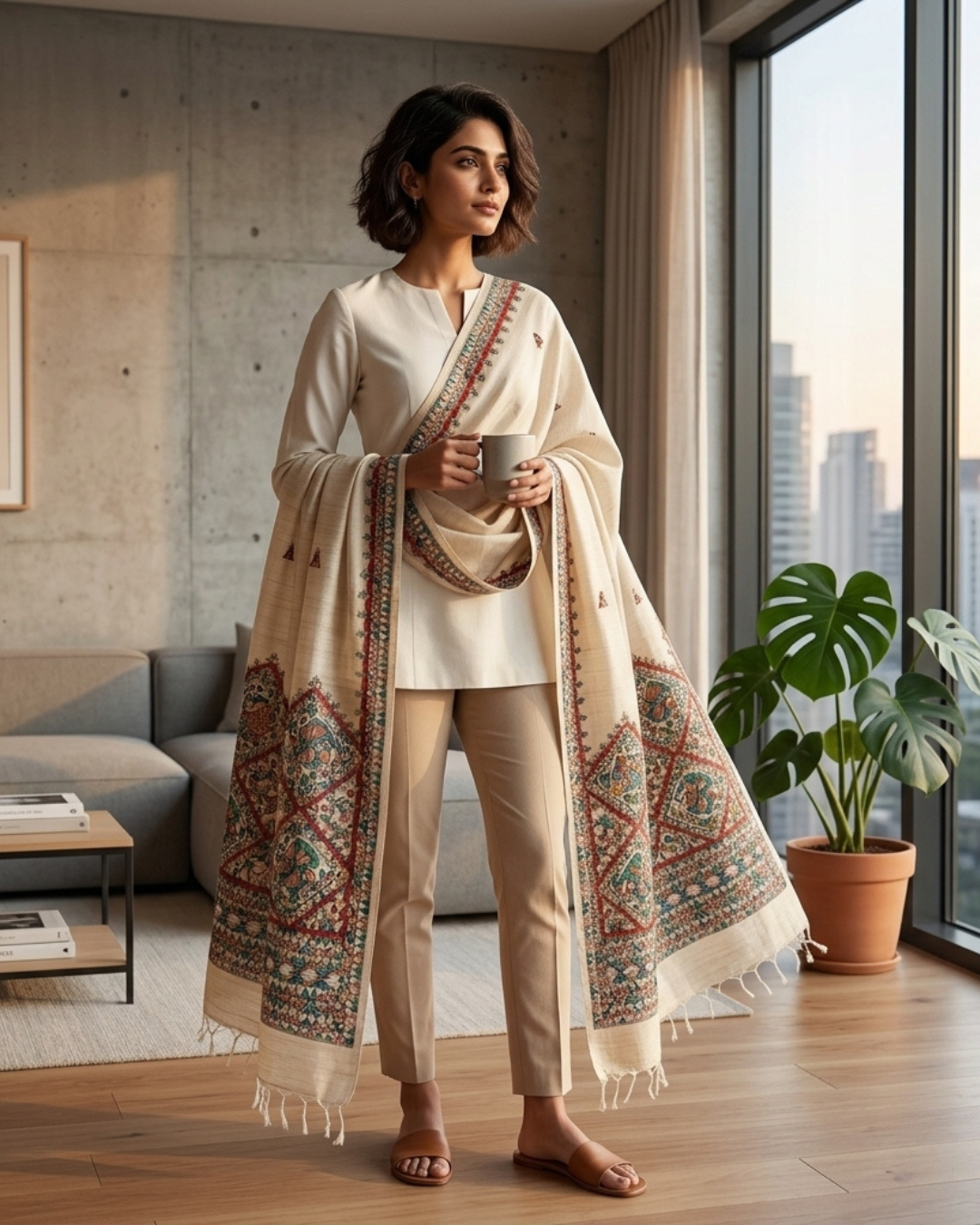 Handmade Madhubani Painting Dupatta for Women | Ethnic Handcrafted