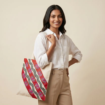 Hand-Painted Madhubani Tote Bag for Ethnic Style