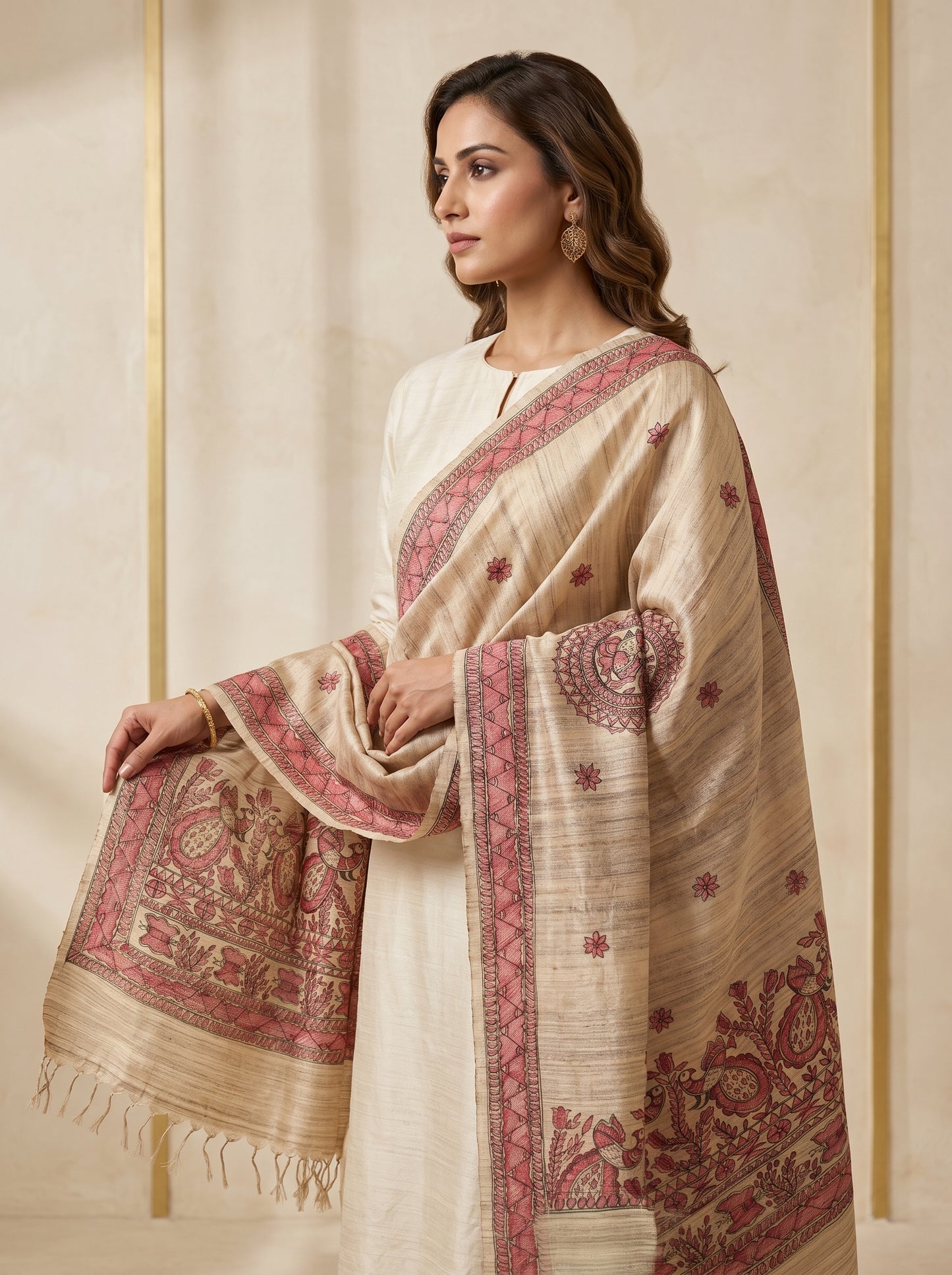 Handmade Madhubani Painting Dupatta for Women