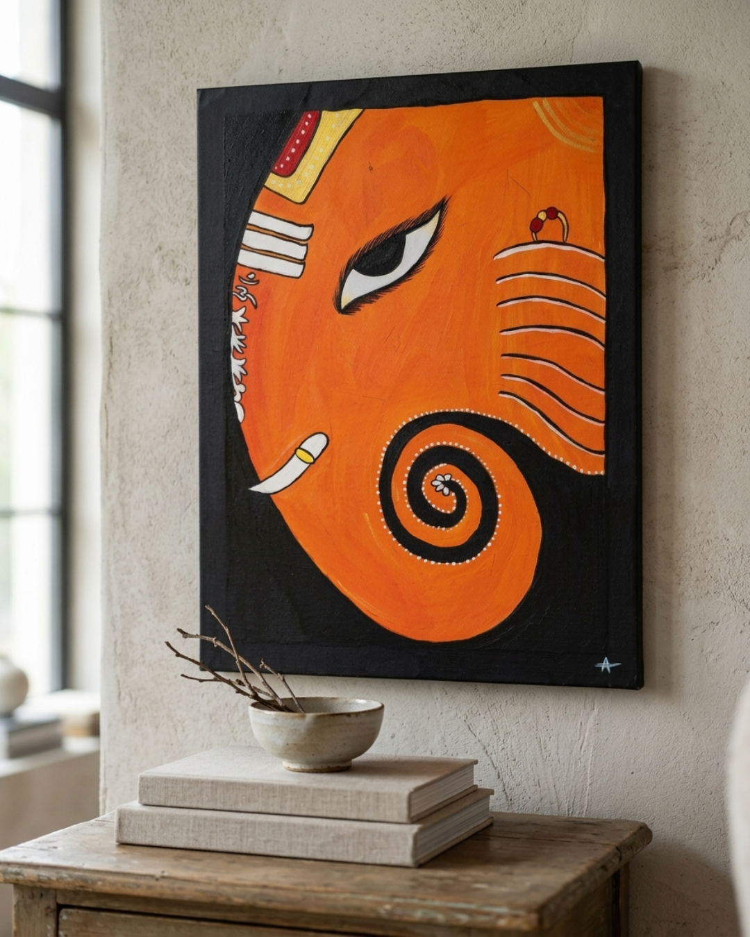 Ganesha Madhubani Painting on Handmade Paper (15x19 Inch) – Traditional Wall Art Decor