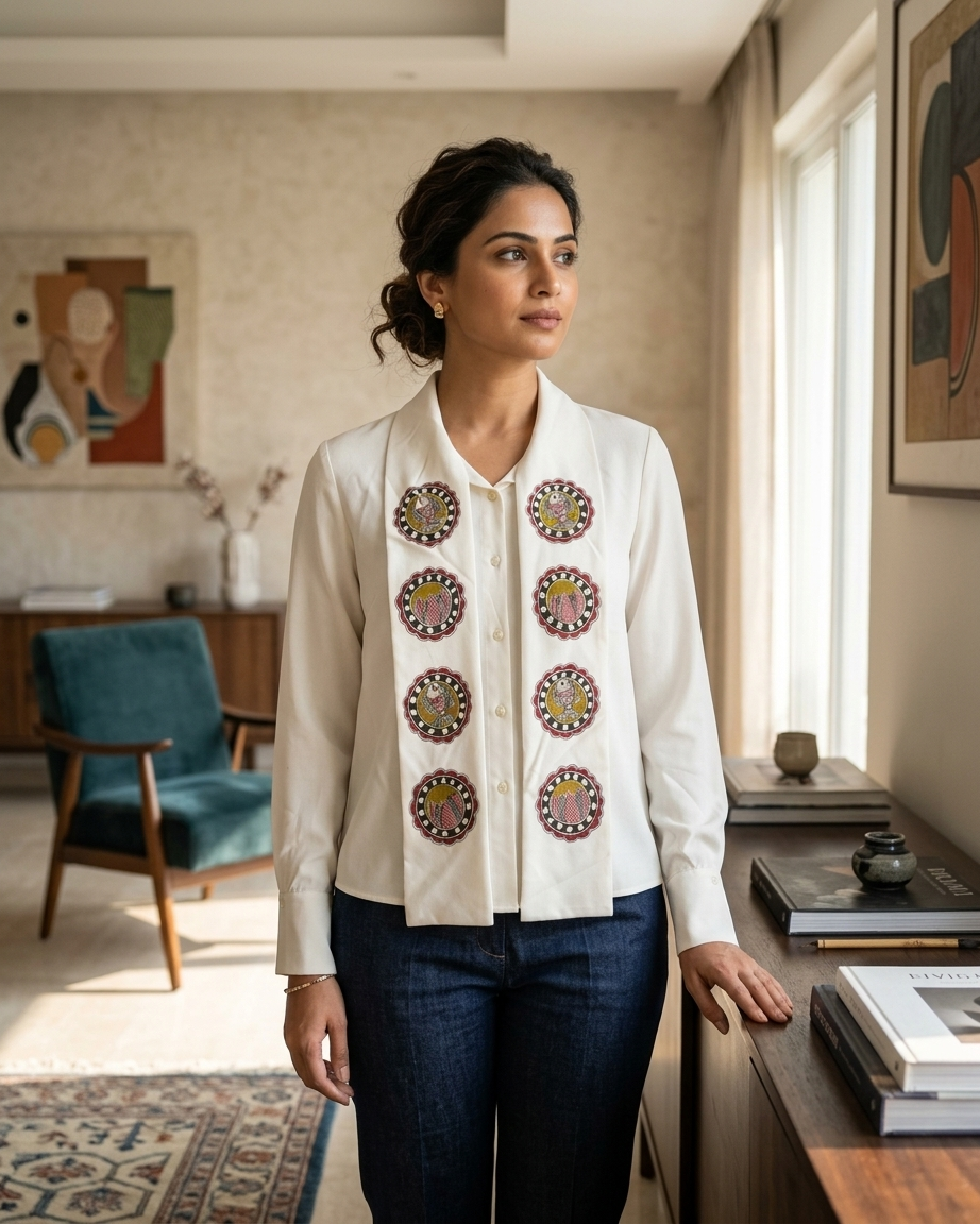 Handmade Madhubani Painting Women Shirt – Elegant Ethnic Wear