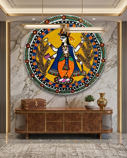 Lord Vishnu Madhubani Wall Art Traditional Painting