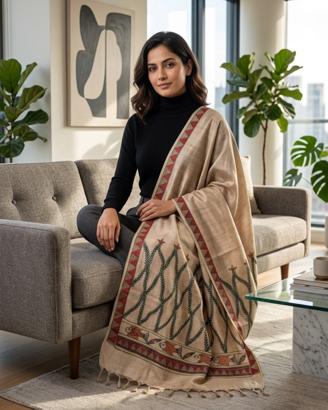 Handmade Madhubani Painting Dupatta for Women – Ethnic Handcrafted Traditional