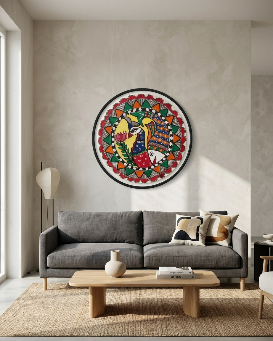 Peacock Madhubani Painting Wall Art – Handcrafted Home Decor