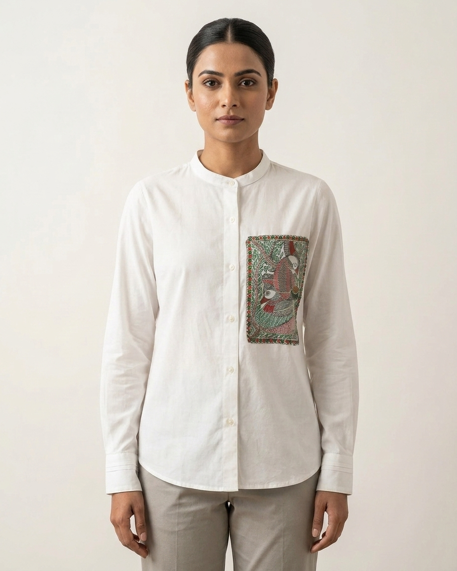 Women Madhubani Painting Shirt (Size M) – Handcrafted Ethnic Wear