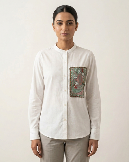 Handcrafted Women's Madhubani Painting Designer Shirt