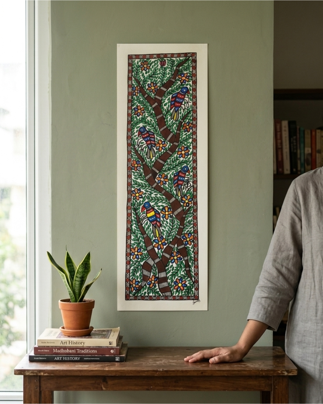 Tree of Life Madhubani Painting with Birds | Handmade Wall Art