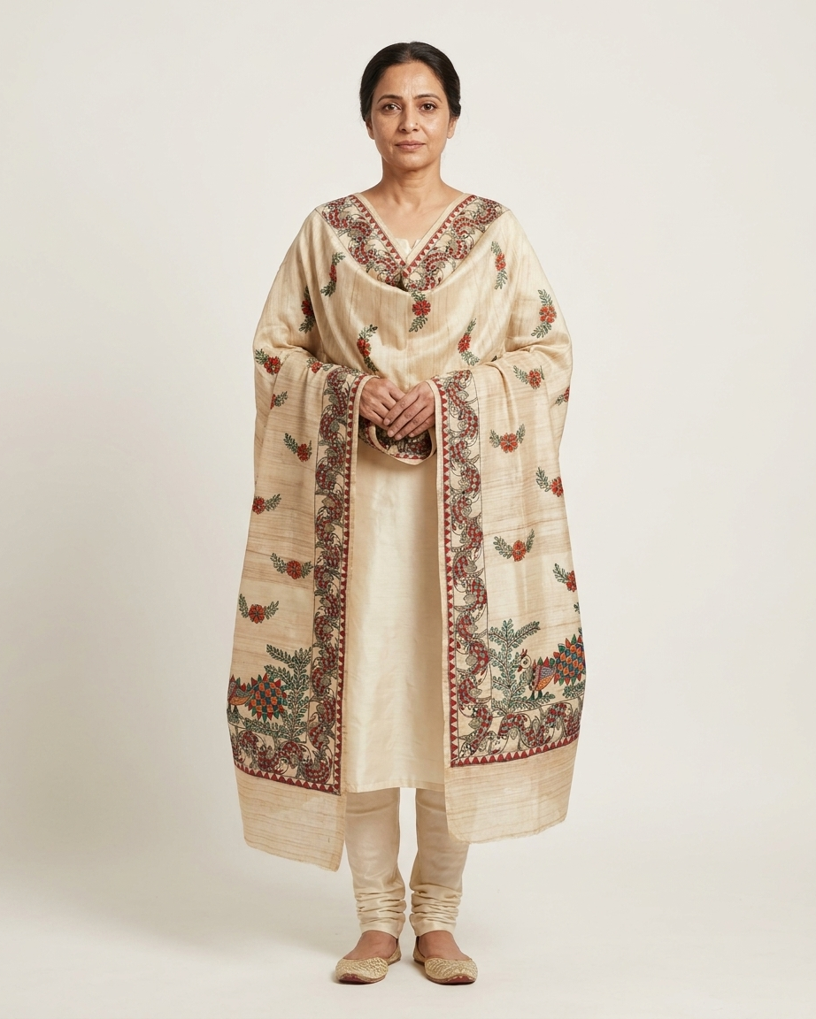 Handmade Madhubani Painting Dupatta for Women | Ethnic Hand-Painted