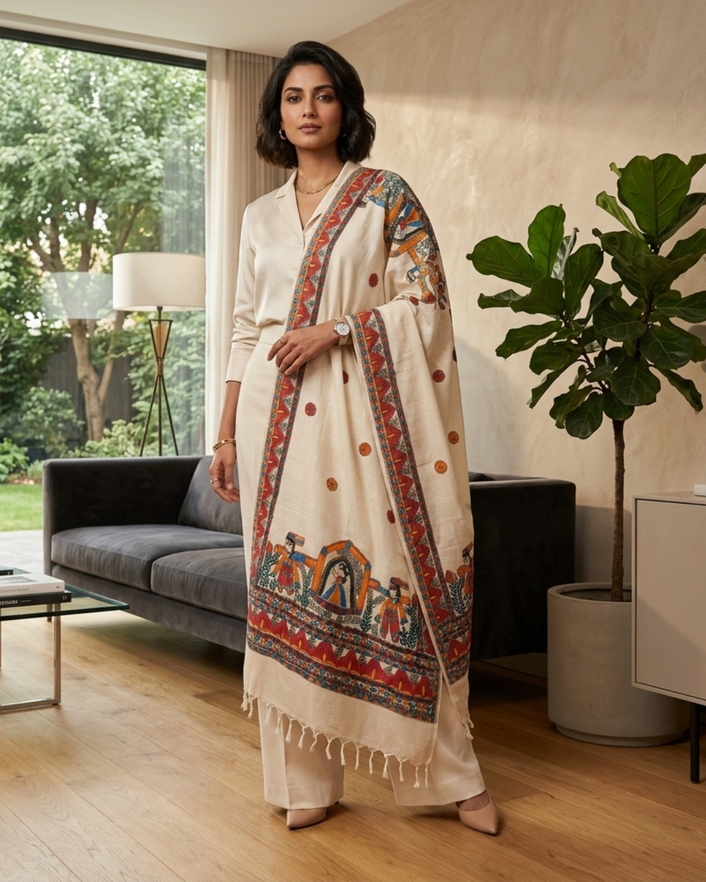 Handmade Madhubani Painting  Dupatta for Women – Handcrafted Ethnic