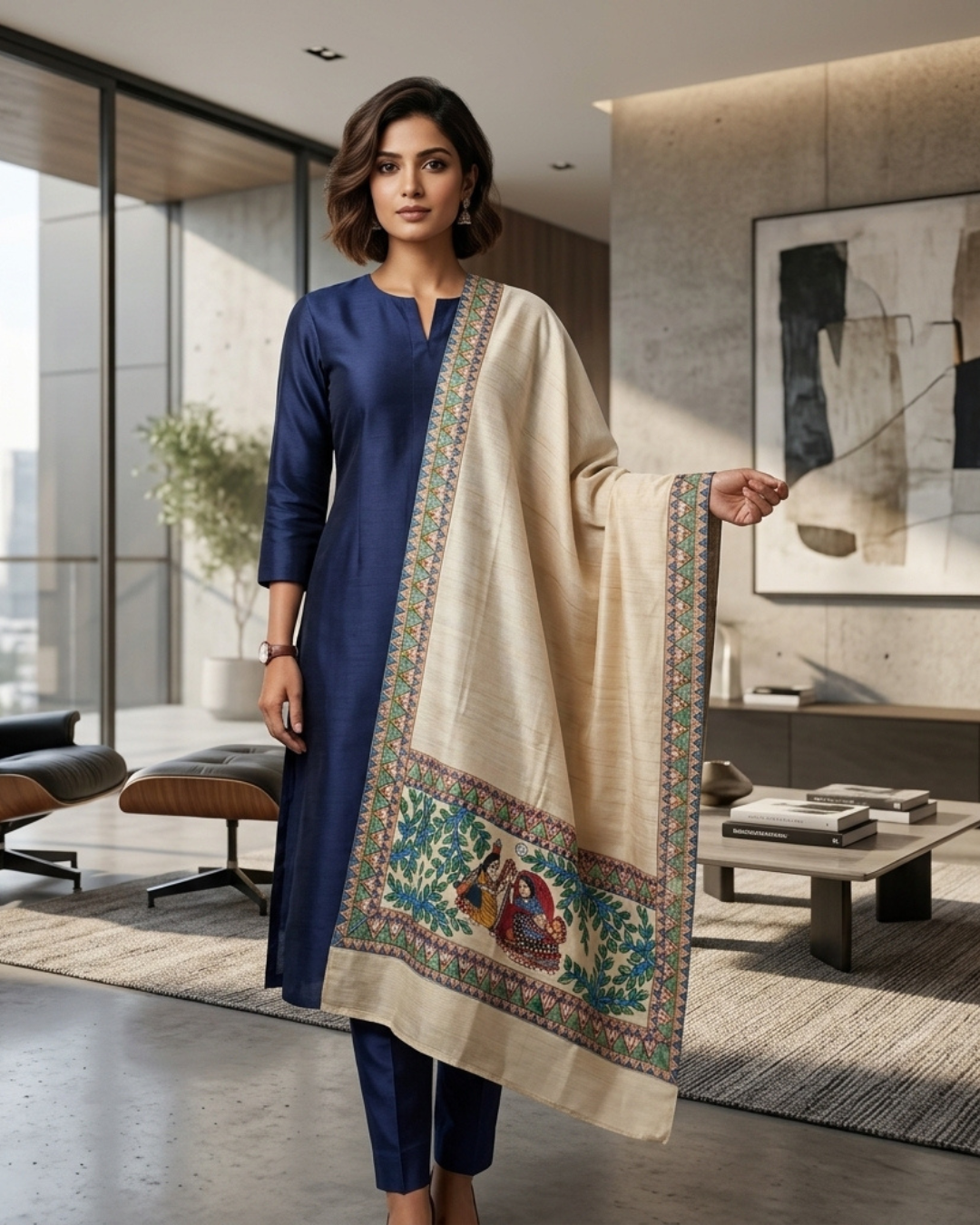 Handmade Madhubani Painting Dupatta for Women – Handcrafted Traditional Ethnic